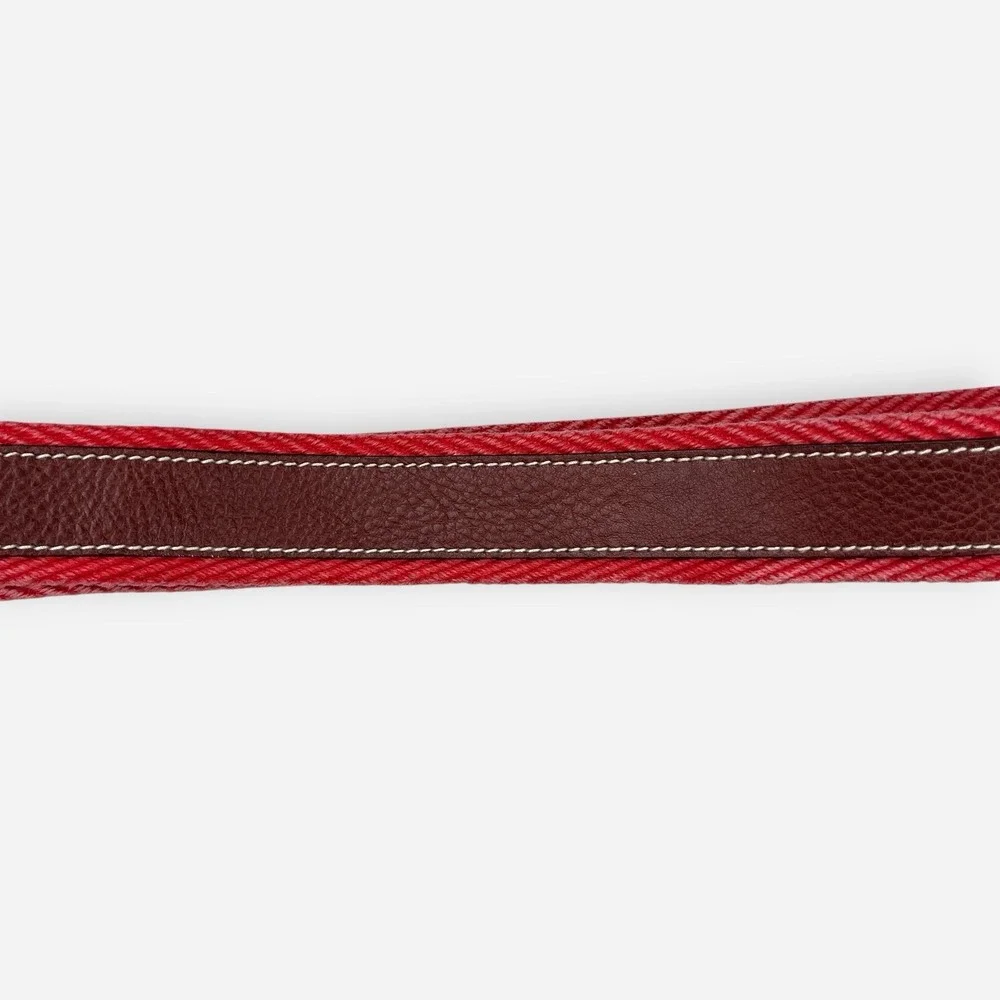 Vineyard Vines Men's Belt Chevron Webbing Canvas Leather Jetty‎ Red Sz 44